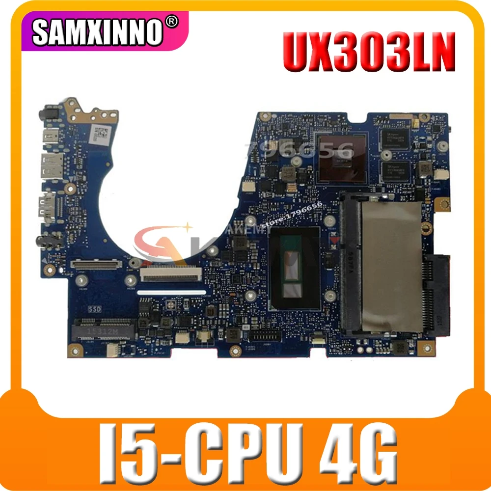

UX303LN motherboard with i5-CPU 4G RAM For Asus UX303LB UX303LNB UX303LN UX303L U303L Laptop mainboard UX303L Motherboard