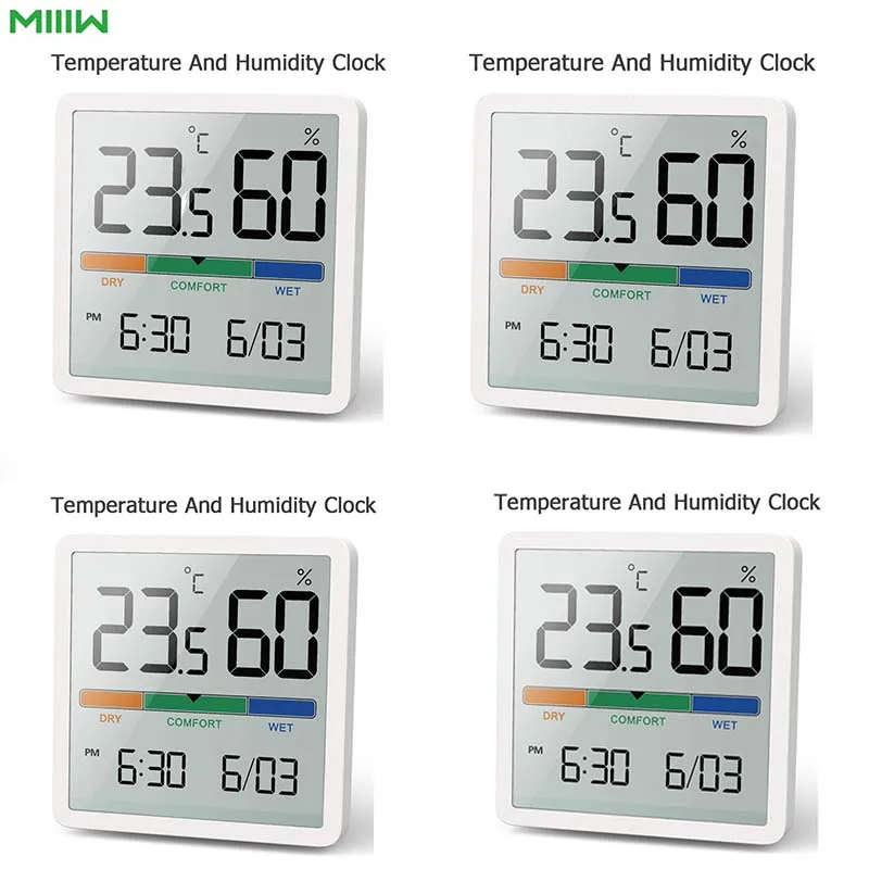 

Newst Youpin Miiiw Mute Temperature And Humidity Clock Home Indoor High-precision Baby Room C/F Monitor 3.34inch Huge LCD Screen