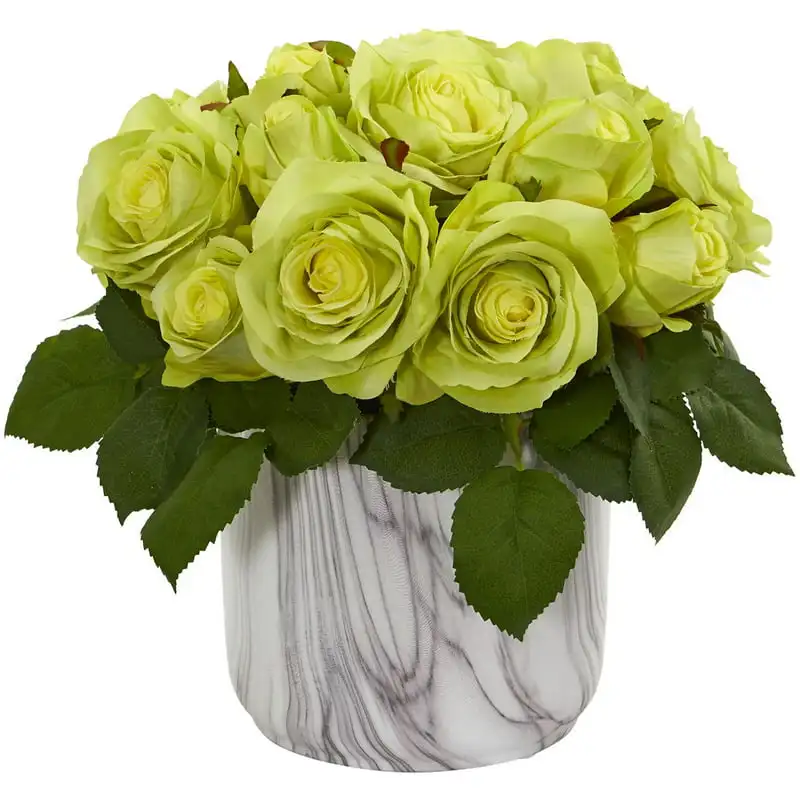 

Rose Artificial Flower Arrangement in Marble Finished Vase