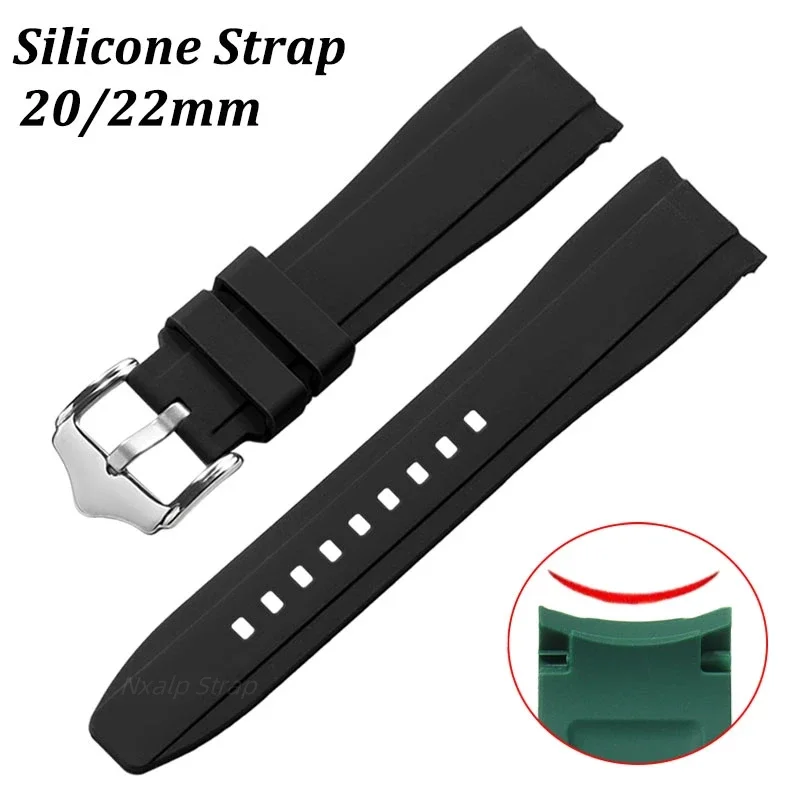 Силиконовый ремешок для Seiko for Citize с изогнутым концом часов Omega Swatch Rolex мужской
