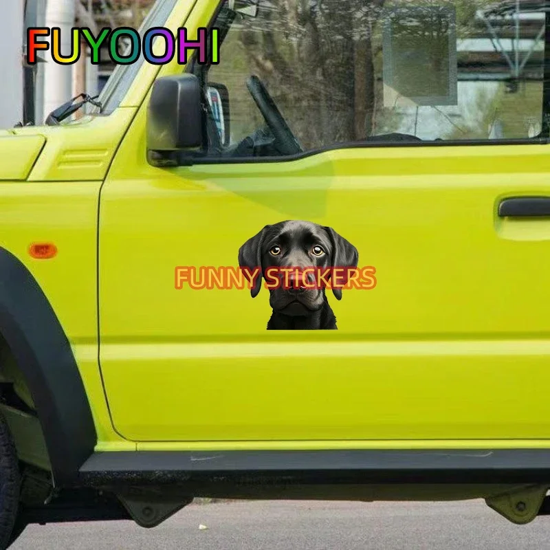 Фото Виниловая наклейка на автомобиль FUYOOHI с милым щенком лабрадора, очаровательный подарок для владельца питомца №5