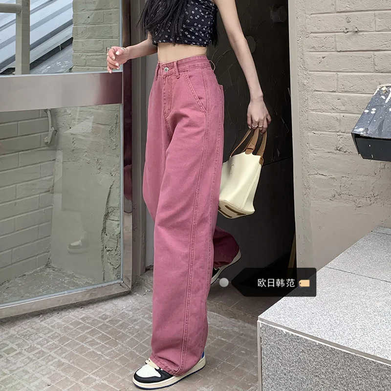 

Baggy Pants Summer High Waist Retro Trousers Korean Straight Wide Leg Pants Streetwear Women 2022 Casual Solid Bottoms