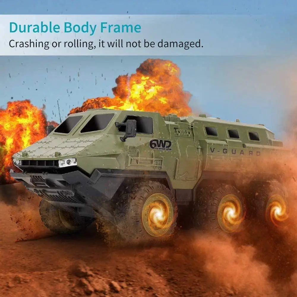 Six Wheel Army Truck 1/16 Remote Control Armored Vehicle Full Scale Six Drive Remote Control Stunt Climbing Car enlarge