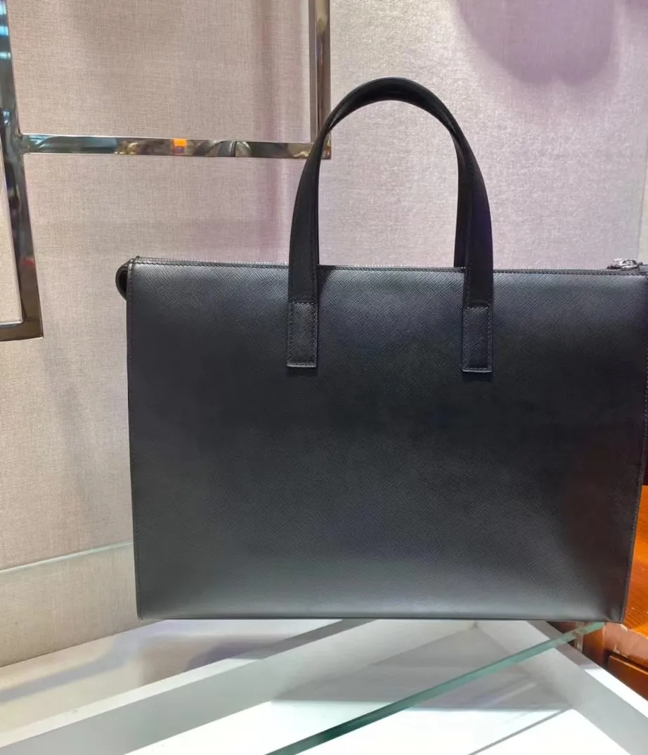 Classic Leather Briefcase Famous Brand Black Sample Smart Causal Messenger Bags High Quality Office Business Men Laptop bag