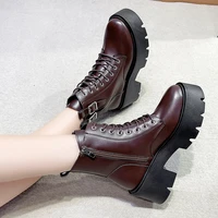 autumn new style boots women casual shoes platform boots sneakers pu leather shoes woman high top white shoes botas femininas