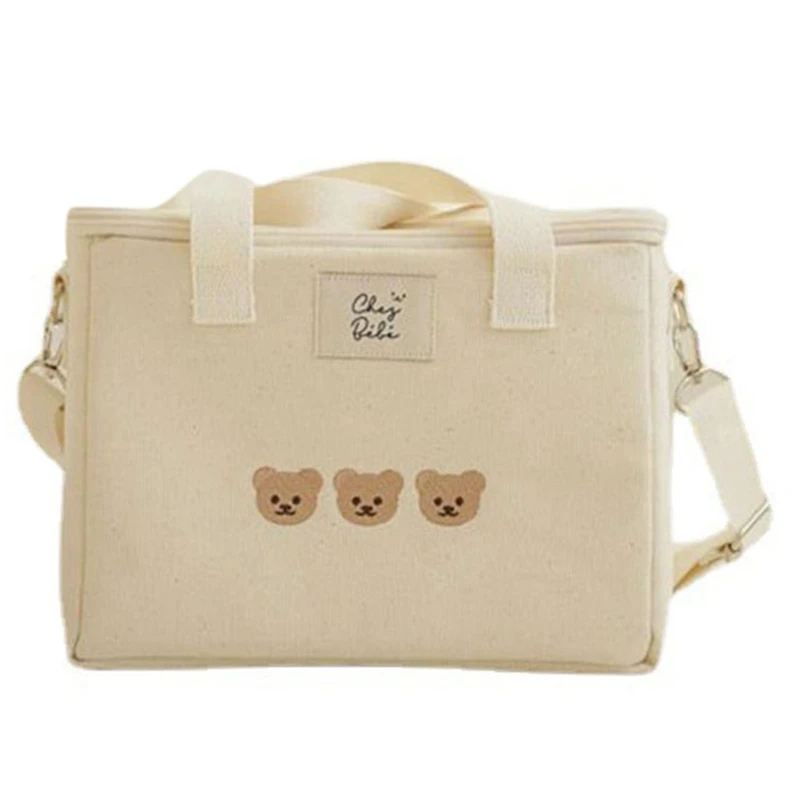 

Ins Bear Embroidery Thermal Insulation Mommy Bag Multifunctional Mother Baby Bag Out Messenger Fashion Mommy Bag