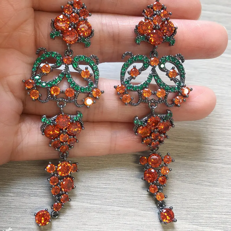 

Bilincolor Long Orange Shinning Earring for Women