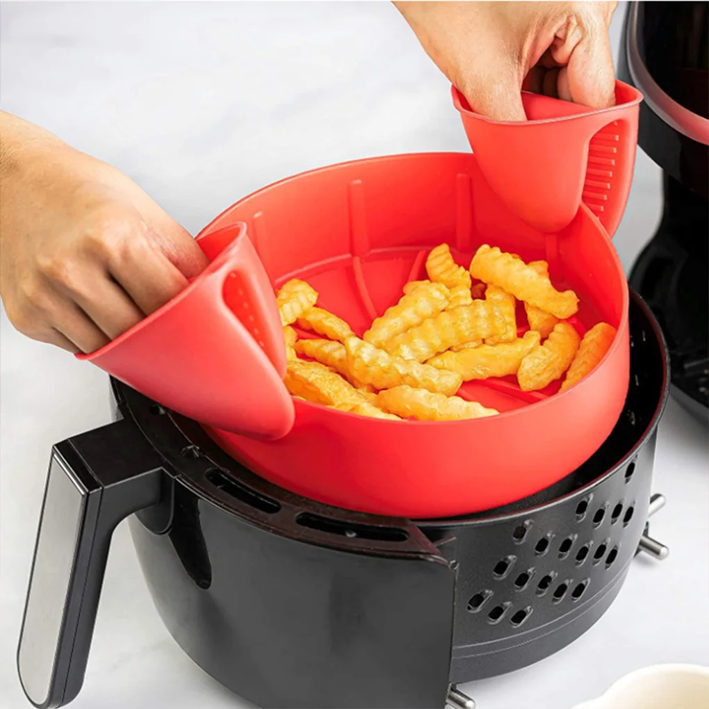 

16/19cm Silicone Air Fryer Liners Baking Tray Pads Steamer Pot Air Fryer Silicone Pot Thickened Fried Tool Kitchen Accessories
