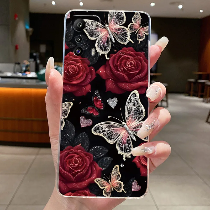 Задняя крышка для Infinix Zero 5G, 2022, роскошный модный чехол с бабочками и цветами, прозрачный силиконовый мягкий чехол из ТПУ, чехол для телефона X6815 X6815B (art.: 3920d7dd07d61) - 3920d7dd07d61