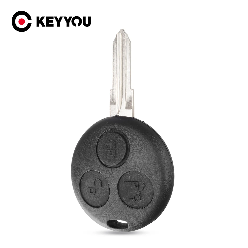 

KEYYOU For Mercedes Benz SMART Fortwo 450 Forfour Roadster Case 3 Button Blank Blade Remote Key Shell Fob Replacement Car key