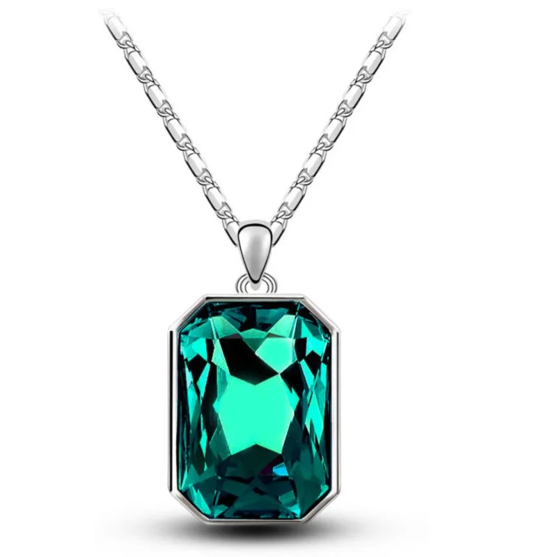 Ожерелье с квадратным кулоном из австрийского хрусталя классическое модное