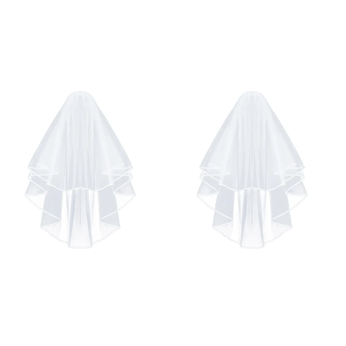 

2pcs Simple and Wedding Veil Bridal Tulle Veils with Comb and Lace Ribbon White (White)