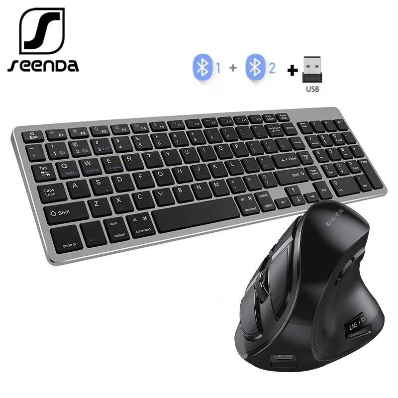 SeenDa Bluetooth Wireless Keyboard and Mouse Combo Multi-Device 2.4G Wireless Keyboard Gamer keyboard Kit for Windows PC Laptop