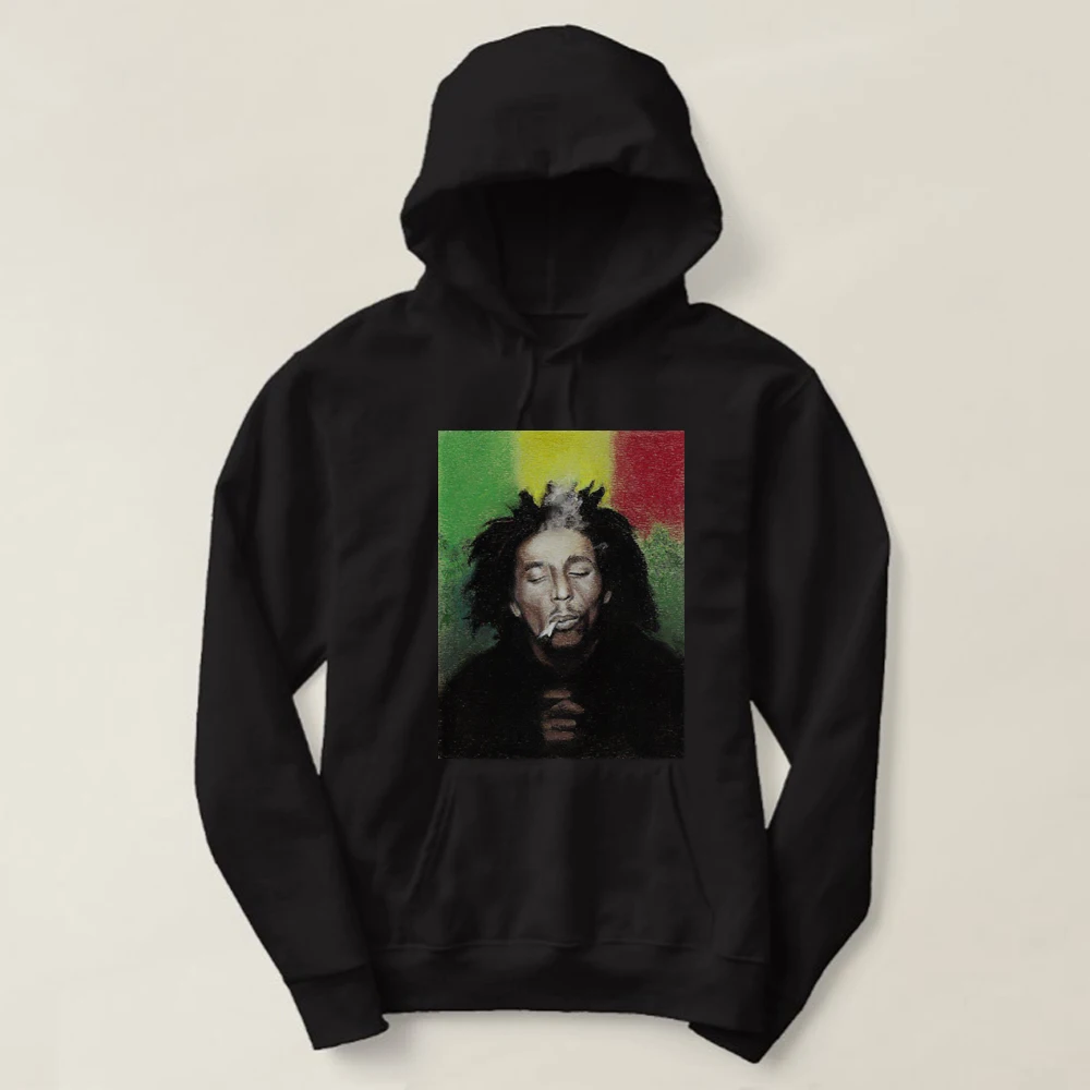 

Jahman Rasta Pop Reggae Music Bob Marley Smoking Hoodie Spring and Autumn High Quality Cotton Casual Mens Top Streetwear