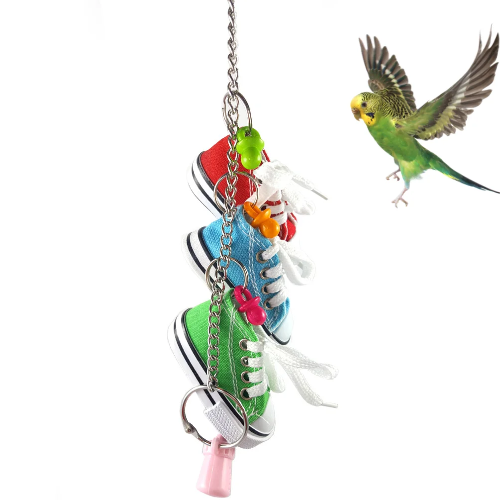 

Bird Toy Pet Cage Parrot Decoration Bird Climbing Pet Shoes Shoes Mini Parrot Standing Canvas Parrot Cage Toys Bird Toys Shoe