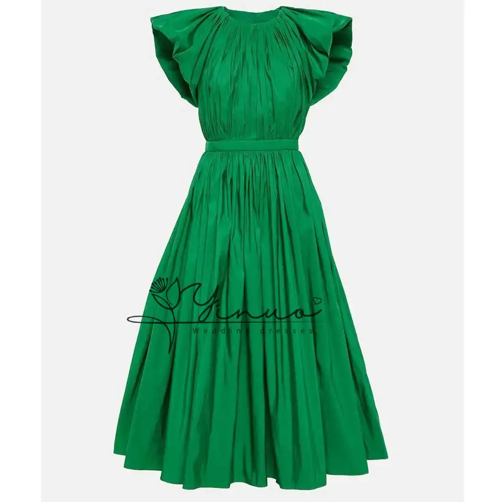 Платье вечернее из тафты ТРАПЕЦИЕВИДНОЕ с рукавом летучая мышь