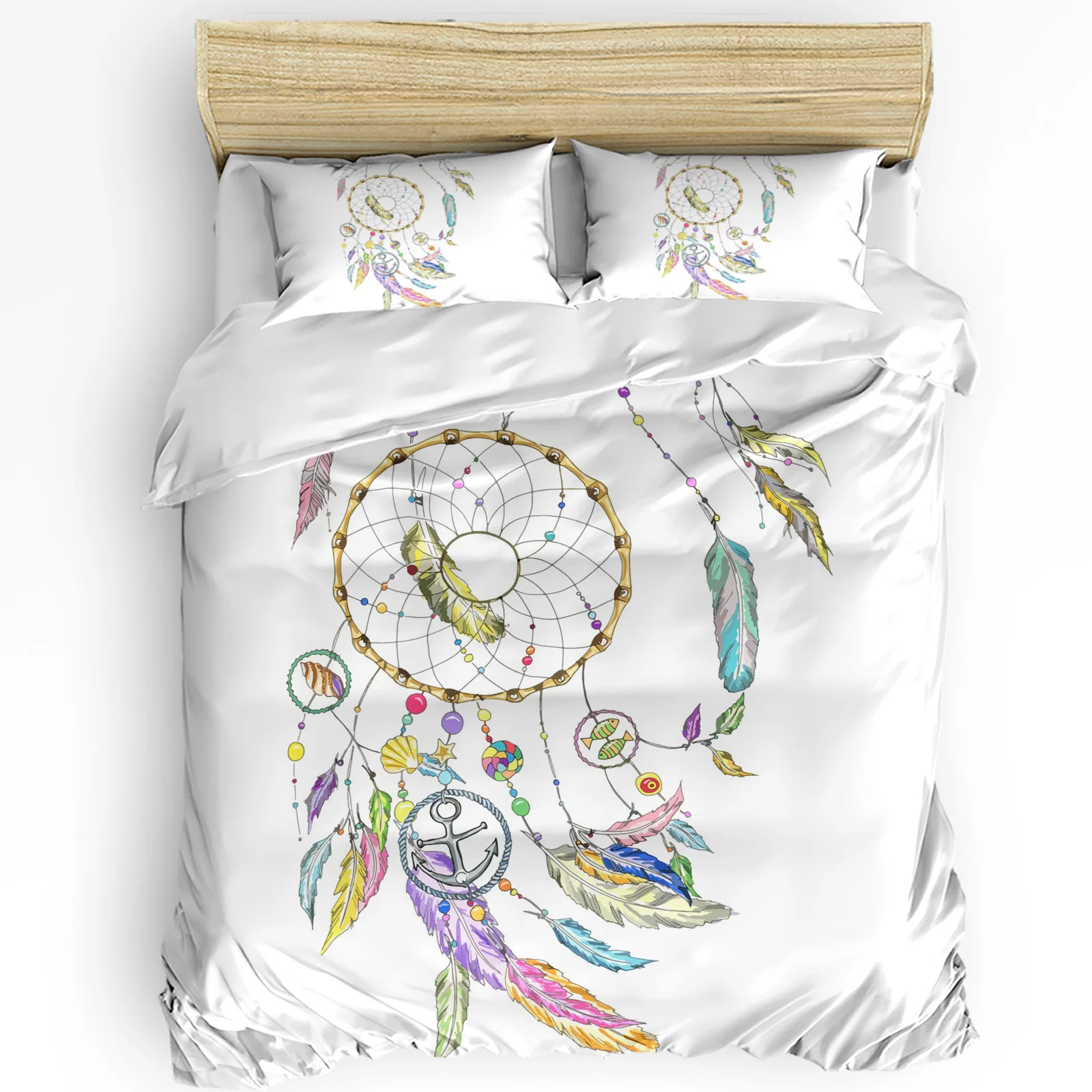 

Dream Catcher Feather Anchor Printed Comfort Duvet Cover Pillow Case Home Textile Quilt Cover Boy Kid Teen Girl 3pcs Bedding Set