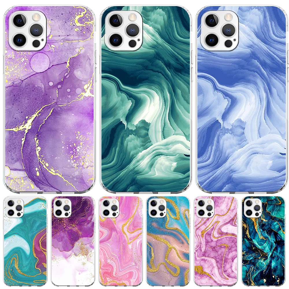 

Color Luxury Marble Case for Apple iPhone 14 Plus 13 12 Mini 11 Pro Max XR XS 7 8 X 6 6s Plus SE 2020 5s 5 Clear TPU Phone Cover