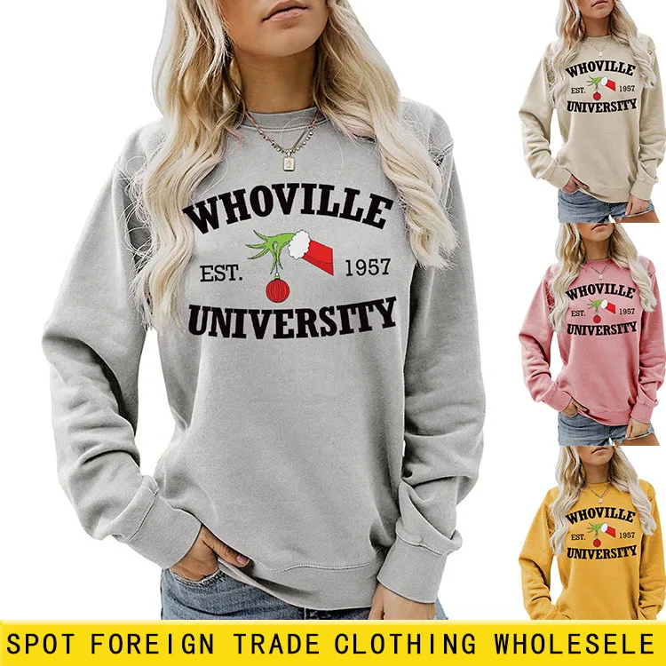 

Осенне-зимние женские топы, свитшот с рождественским принтом для университета WHOVILLE