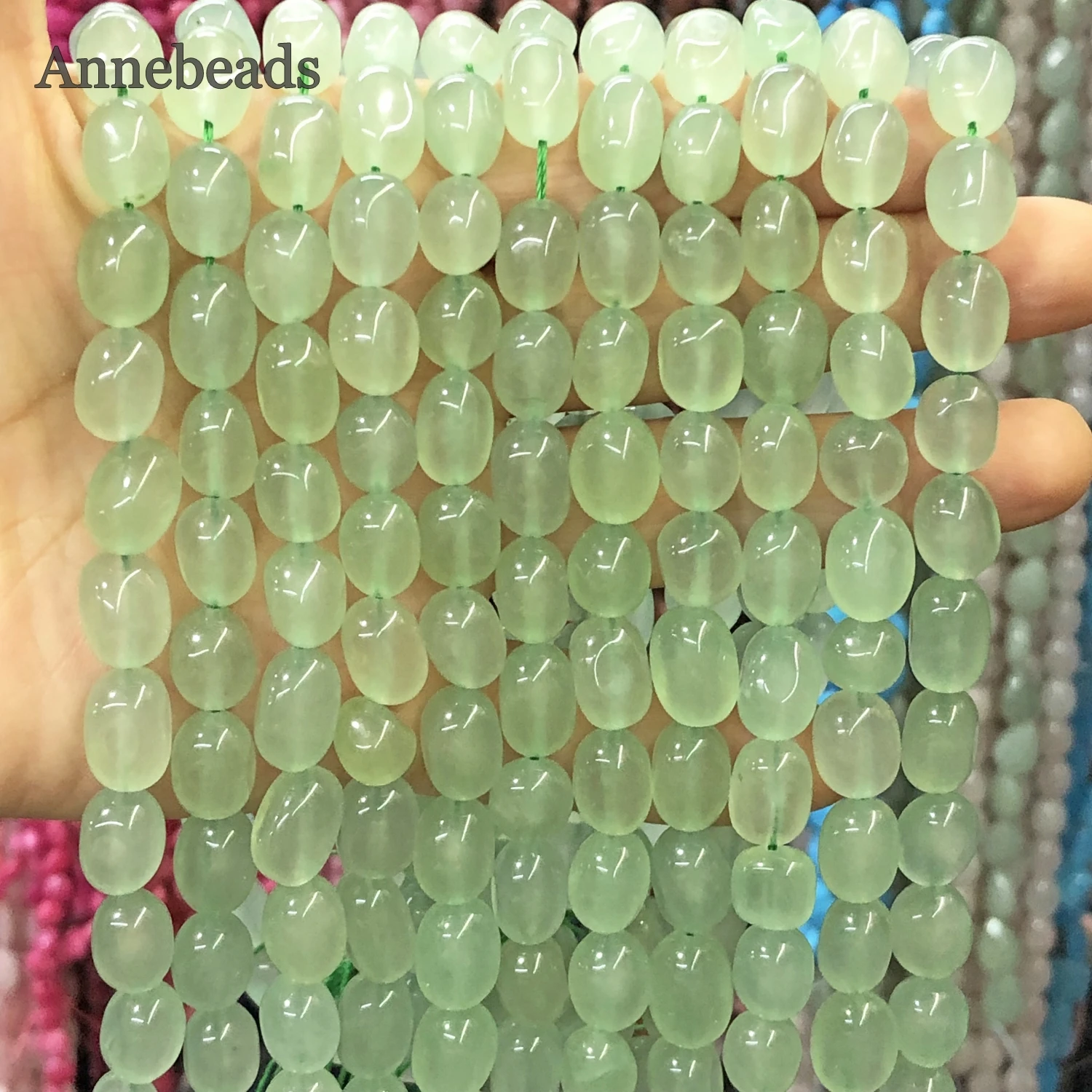 

Гладкие бусины-разделители с зеленым халцедоном, 8-10 мм