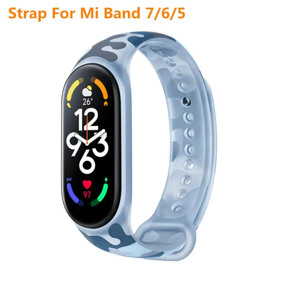 

Браслет для Xiaomi Mi Band 7 6 5, официальный силиконовый ремешок для наручных часов, сменный Камуфляжный браслет для mi smart band 7 6