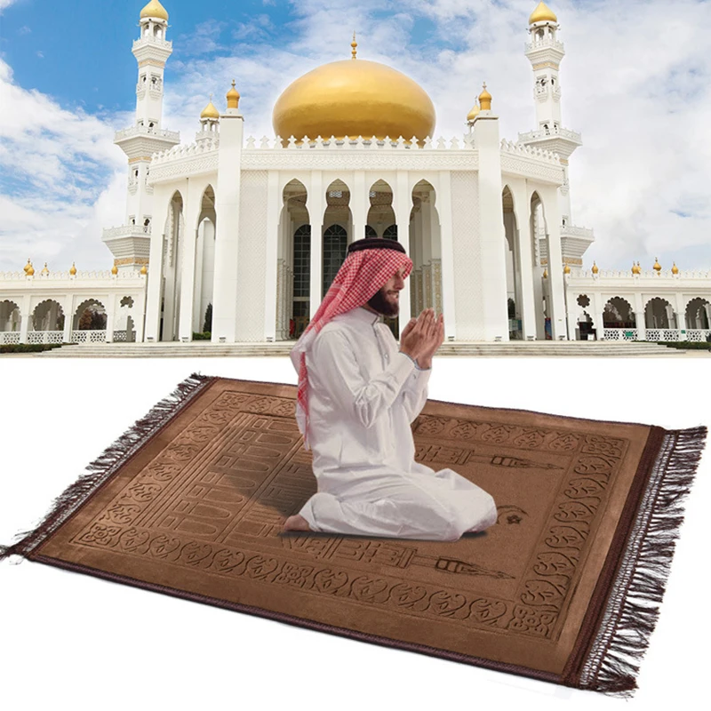 

VIP Thick Deluxe Islamic Turkish Prayer Rug Plush Janamaz Sajjadah Muslim Namaz Seccade Prayer 80x120CM Mat Carpet Vined Arch