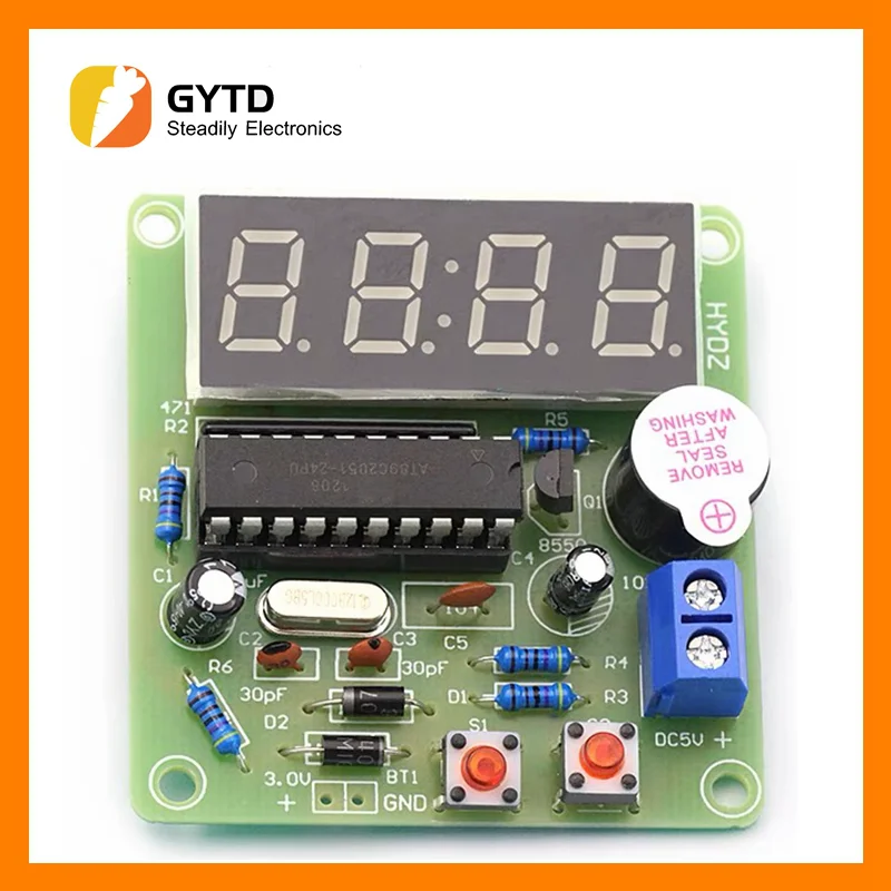 Цифровые 4-битные электронные часы AT89C2051, набор для самостоятельной сборки, Обучающий набор для Arduino