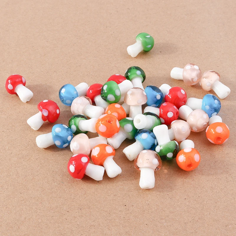 

10pcs 11x16mm Cute Mushroom Loose Spacer Beads Charms for Jewelry Making DIY Handmade Bracelet Necklace Crafts Accessories