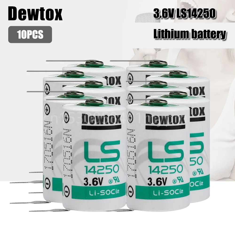 

Новинка, электронное оборудование Dewtox 14250 1/2AA, 10 шт./лот, LS14250, 3,6 В, литиевая батарея PLC с паяльными ножками для компьютера Mac