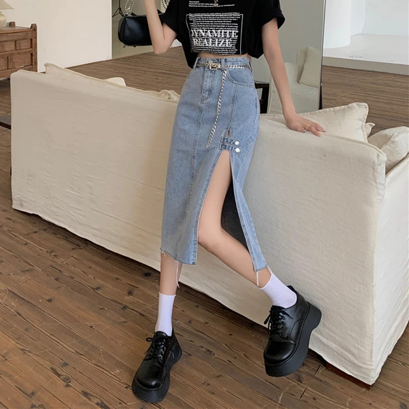 

Denim Skirts Design Niche Spice Girls Split Skirt Women's Spring Dress 2022 New High Waist Slim Hip Denim Skirt