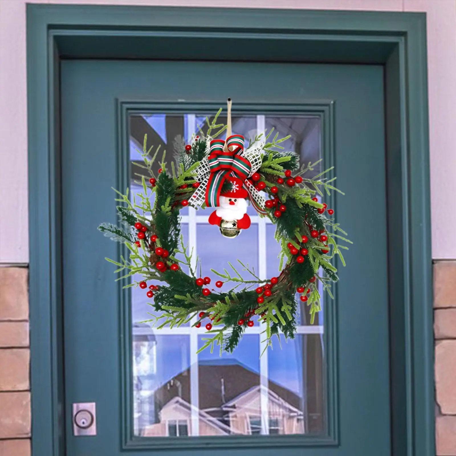 Christmas Wreath for Front Door Xmas 18 inch with Bow Decoration Holiday Fireplace
