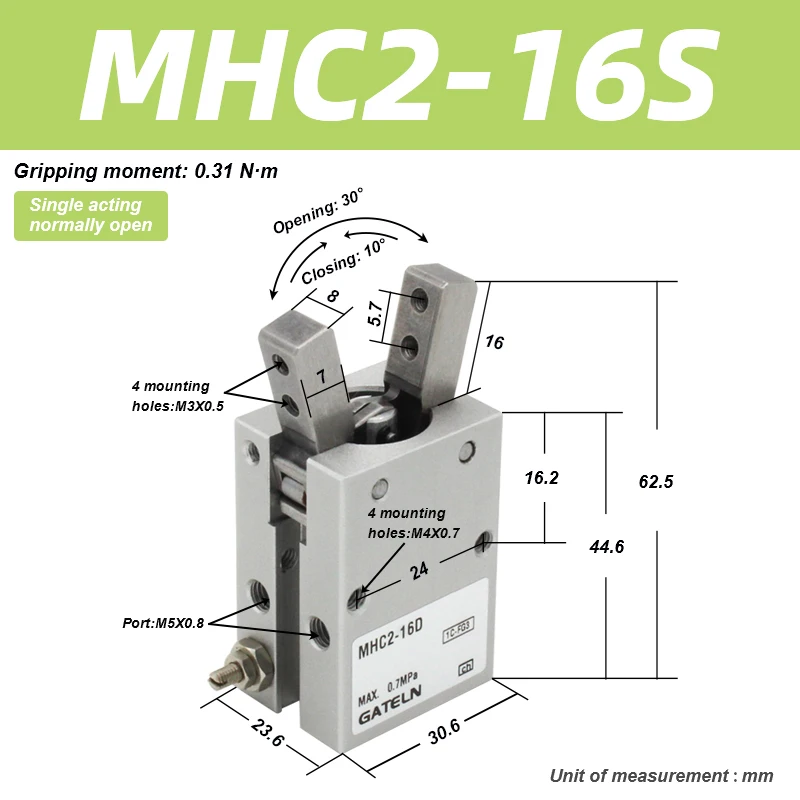 

Пневматический цилиндр захвата GATELN MHC2
