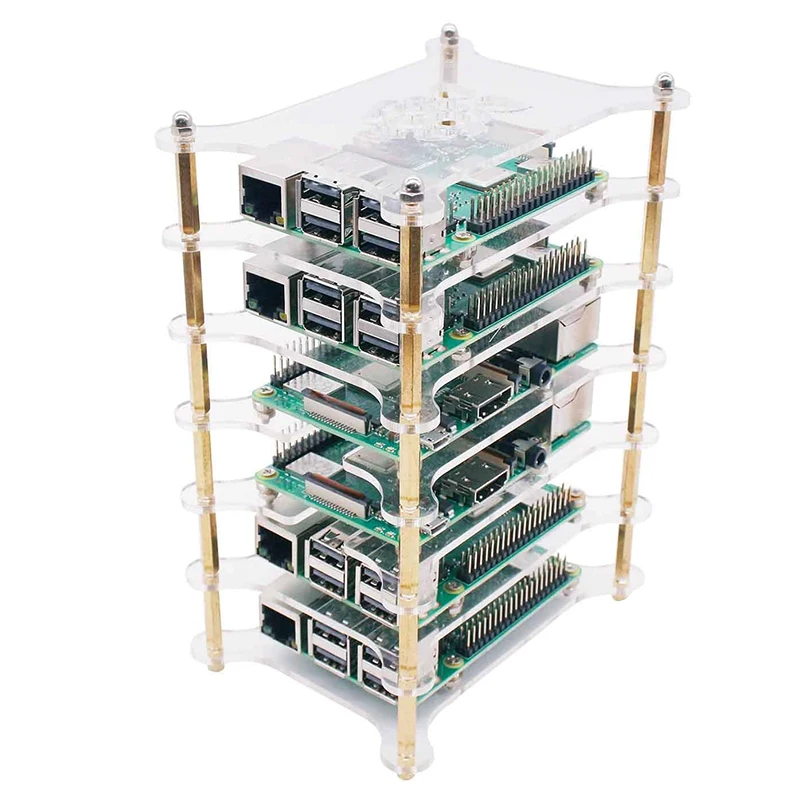 

6-Layers Acrylic Bone Plate Stack Clear Case Box Enclosure for Raspberry Pi 4B/3B+/3B/2B/B+(Without Raspberry Pi)