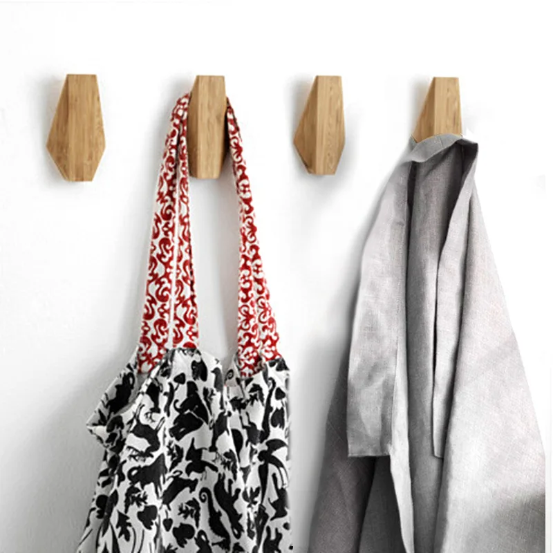 

4pcs Minimalist Coat Hanger Single Hook Wooden Simple Japanese Style Wall Key Holder Bag Hat Scarf Decorative Wood Hooks