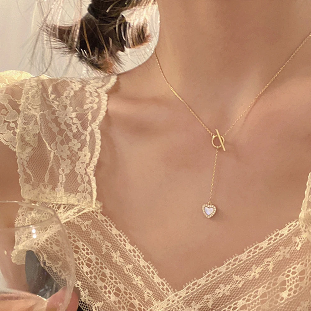 

Fashion Necklace Temperament Flash Diamond Love Pendant Necklace Ladies Romantic Gift Jewelry for Girl