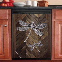 wood dragonfly magnet dishwasher cover kitchen decorvintage wooden fridge panel decalcountry refrigerator magnetic sticker hom