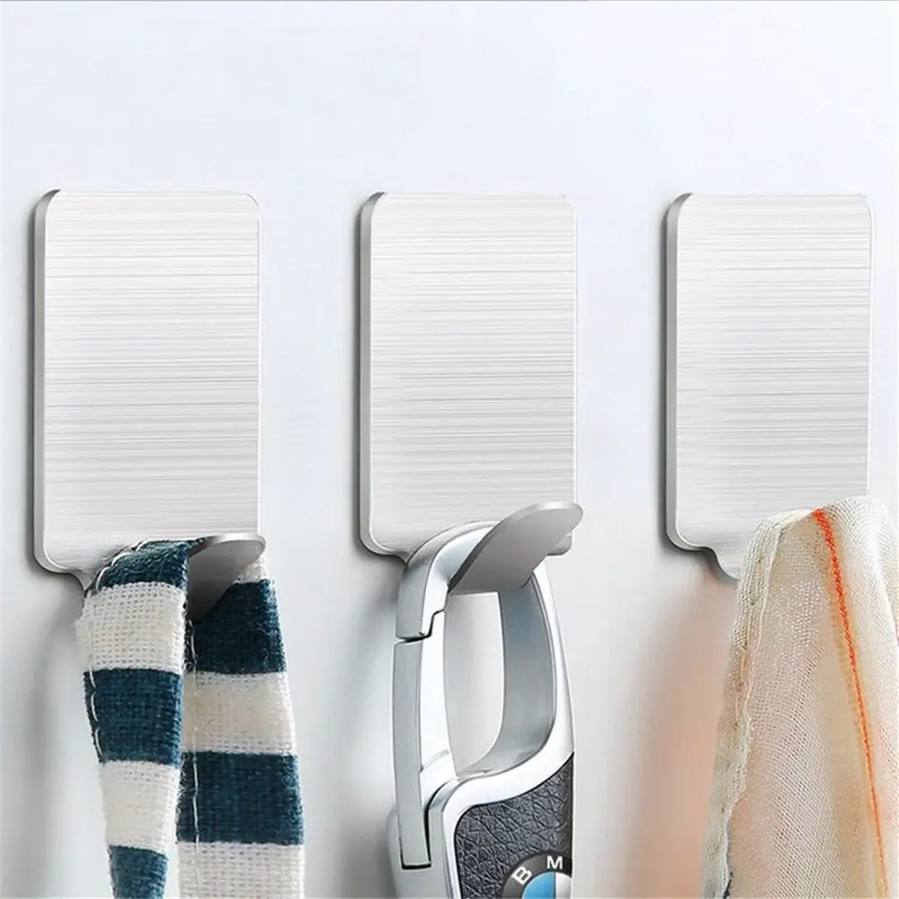 

8Pcs Self-adhesive Parts Stainless Steel Hook Hanger Perfect Convenient for Bathroom Kitchen Door Household Wall Hooks