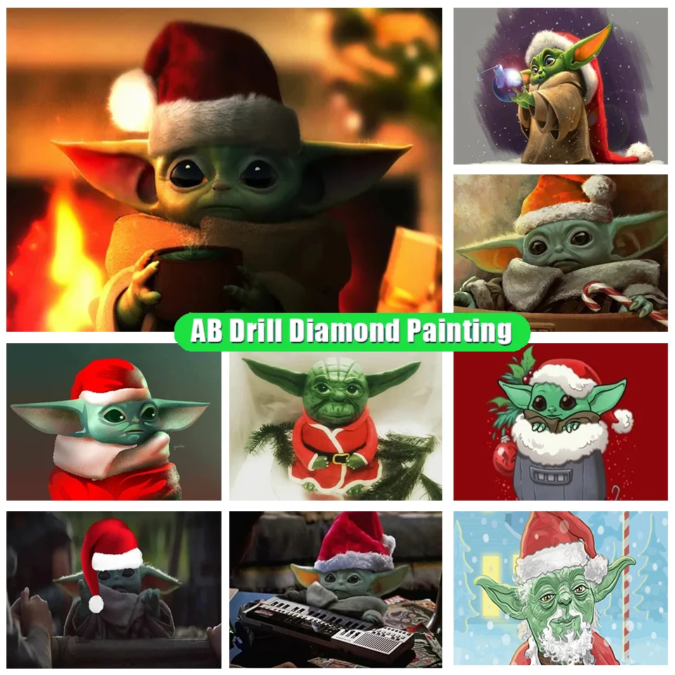 

Disney Cartoon Cute 5D Ab Diamond Painting Star Baby Yoda Christmas Stitch Embroidery Cross Stitch Kits Mosaic Home Decor Ll95
