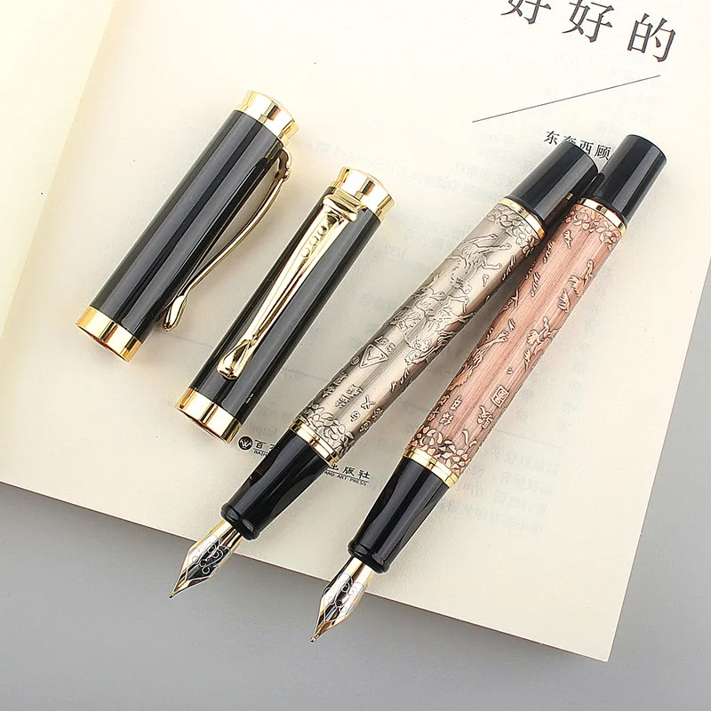 

high quality metal Brand 877 luxury relief Fountain Pen 0.5MM Nib School Office Name Ink Pens Gift Stationery