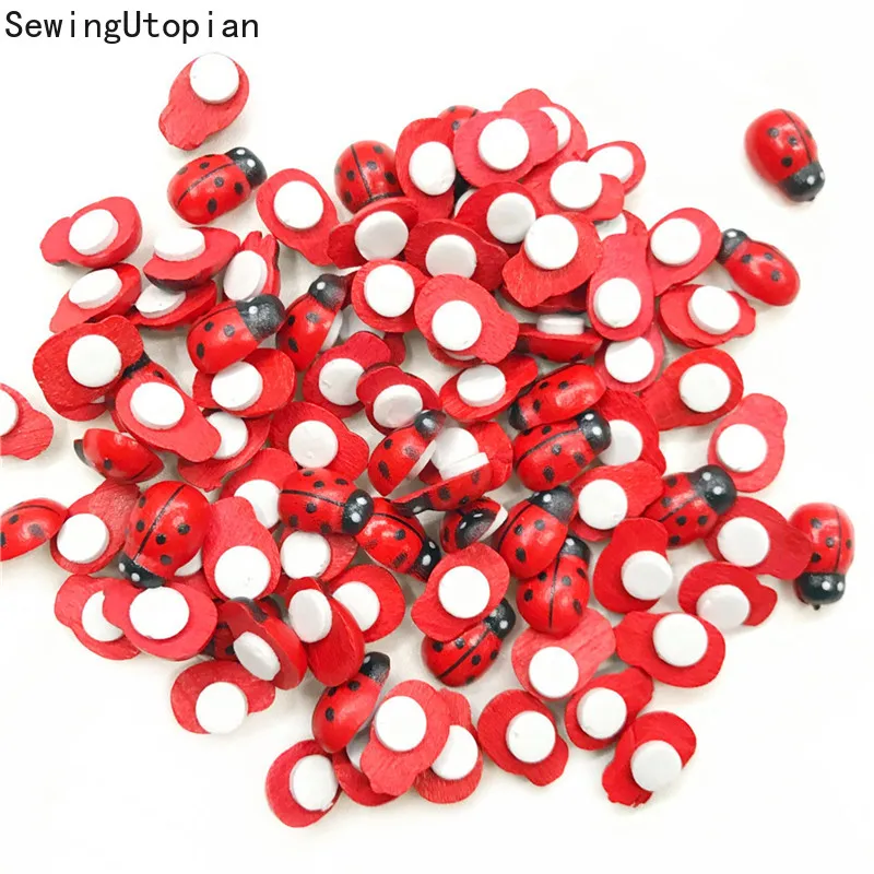 

100 шт. 13 мм красные деревянные жуки, украшения, ремесла, плоские бусины, кабошон, скрапбукинг, «сделай сам», украшения, аксессуары, пуговицы