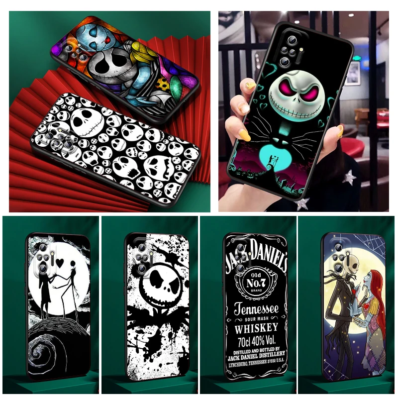 

Phone Case For Xiaomi Redmi Note 11E 11S 11 11T 10 10S 9 9T 9S 8 8T Pro Plus 5G Shell Nightmare Christmas Jack Black Cover