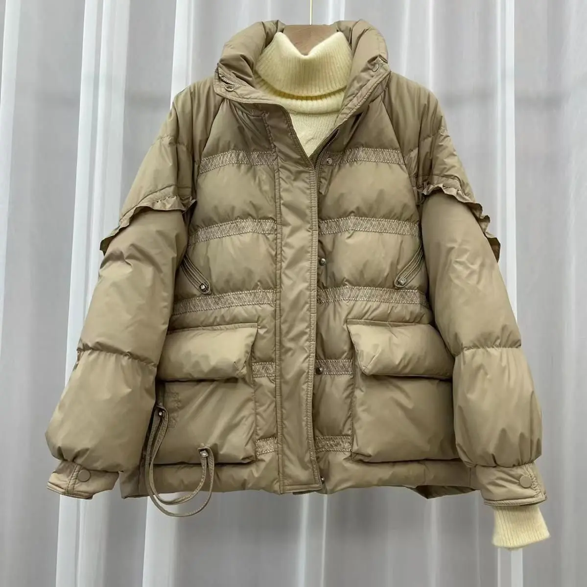 2023 Women Winter New Fashion Short White Duck Down Coats Female Stand Collar Loose Jackets Ladies Thicken Warm Overcoats Q76