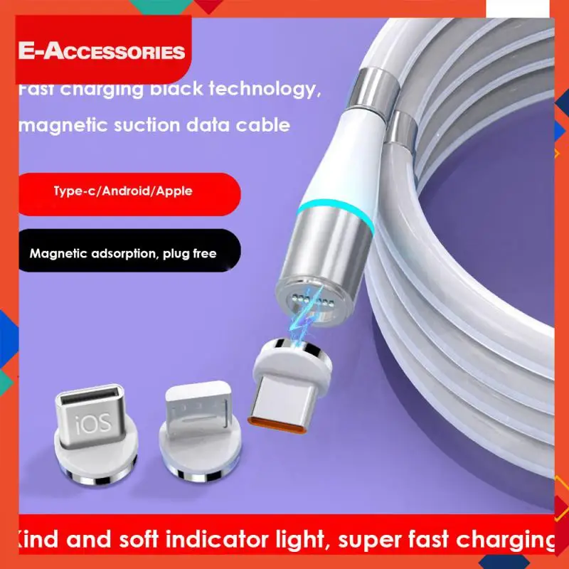

Silicone Usb Type C Super Fast Cable Magnetic Suction High Quality Data Cord 100cm Flexible Charging Cable Aluminum Alloy Black