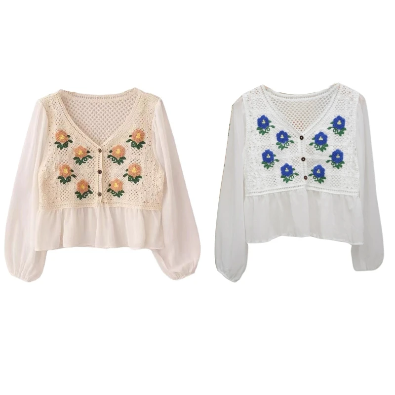 

Женские топы, шифоновые рубашки с V-образным вырезом, пуговицами и длинным рукавом, повседневные свободные блузки