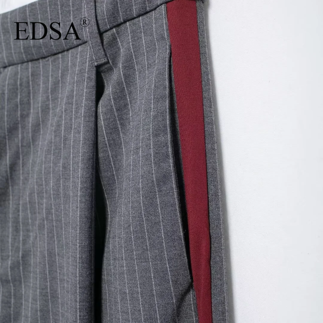 Брюки EDSA женские в полоску модные базовые штаны с завышенной талией Повседневная