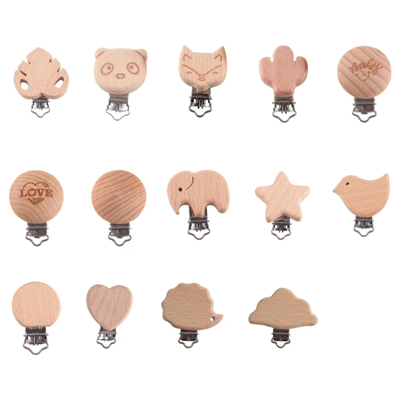

Animal Pacifier Clip Wooden Teether Clip Dummy Clip Baby Teething Pains Relief DIY Pacifier Chain Clothing DropShipping