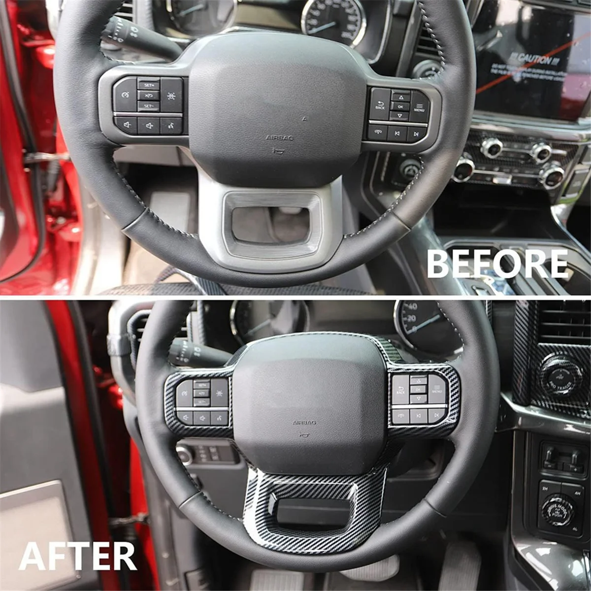 Модификация салона автомобиля нашивка из углеродного волокна на руль для Ford F150