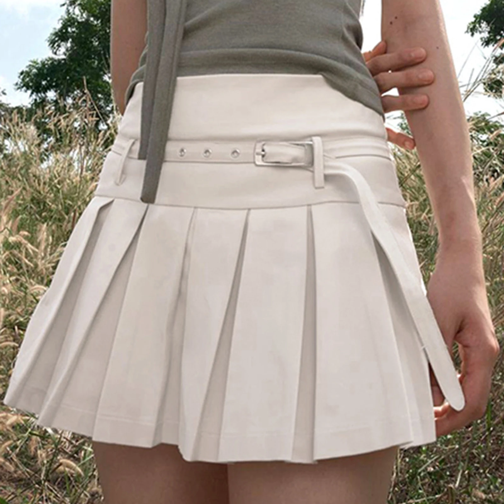 

Summer High Waist Skirts Womens Sexy Mini Skirts Pleated Skirt Korean Tennis Skirts White A Line Short Skirt Harajuku Streetwear