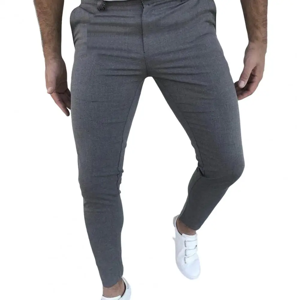 

Chic Pencil Pants Close-fitting Men Trousers Solid Color Pure Color Pencil Pants Match Top