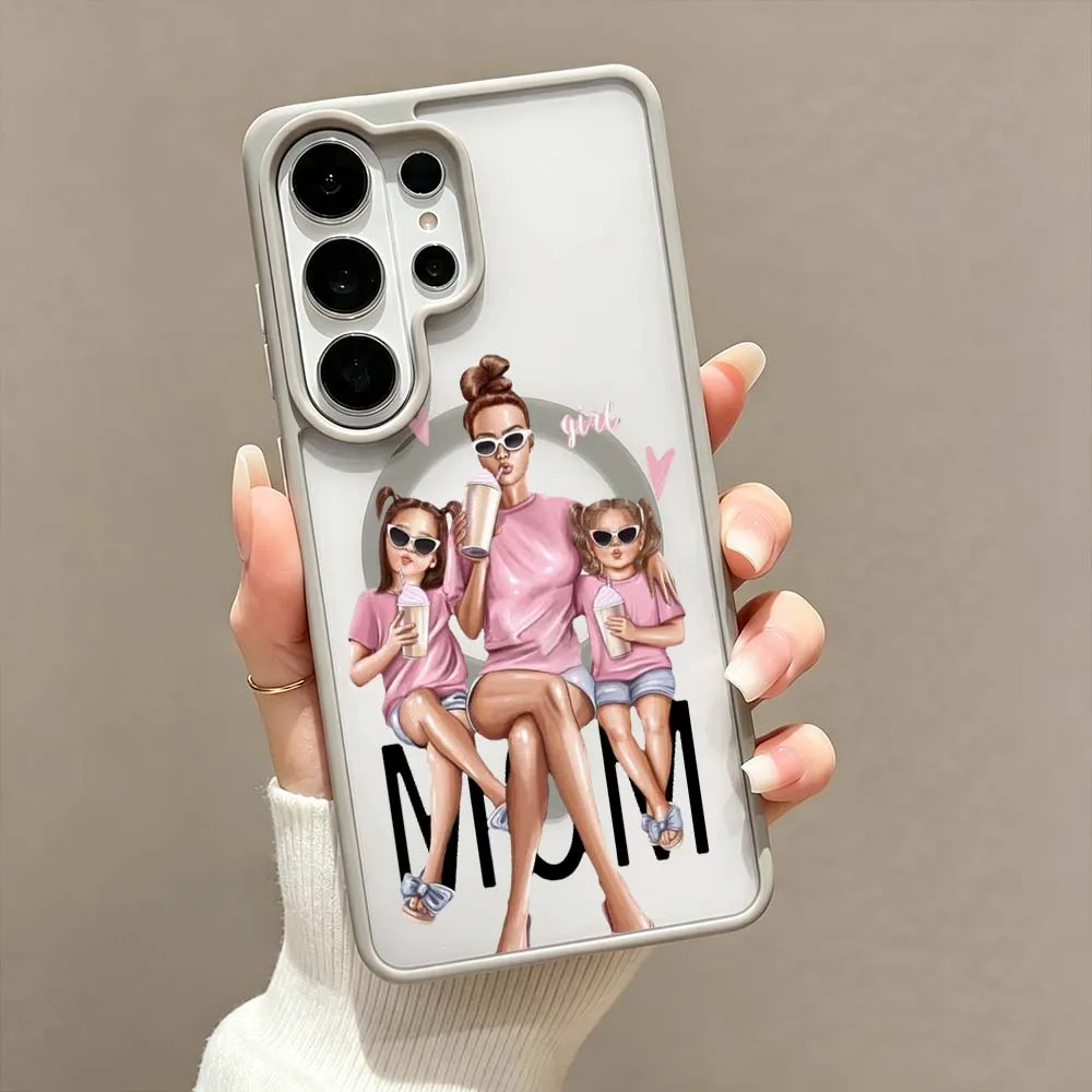 Фото Роскошный чехол для телефона с рисунком Baby Mon для Samsung Galaxy S26 S25 S24 S23 FE Plus Ultra, магнитный чехол Magsafe с беспроводной зарядкой №5
